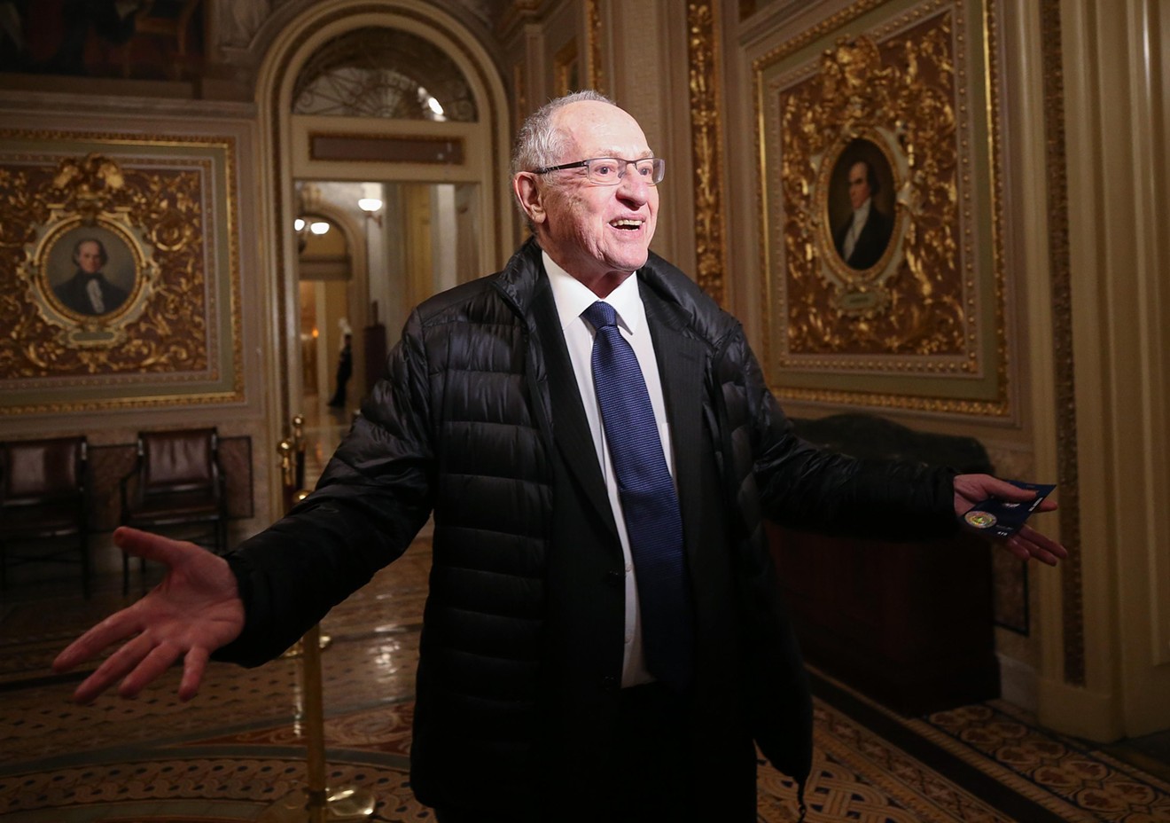 Alan Dershowitz serves as a member of Donald Trump's legal team during the Senate impeachment trial at the U.S. Capitol on January 27, 2020.