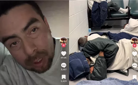 Image: Man Posts TikTok Videos Inside Cramped South Florida ICE Facility