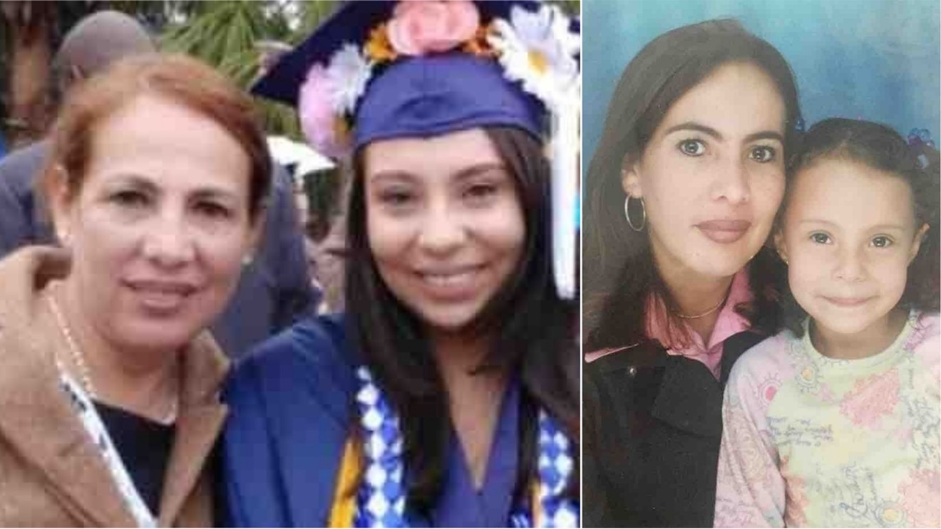Mary Caceres (left) with her daughter Daniela recently and when Daniela was a child.