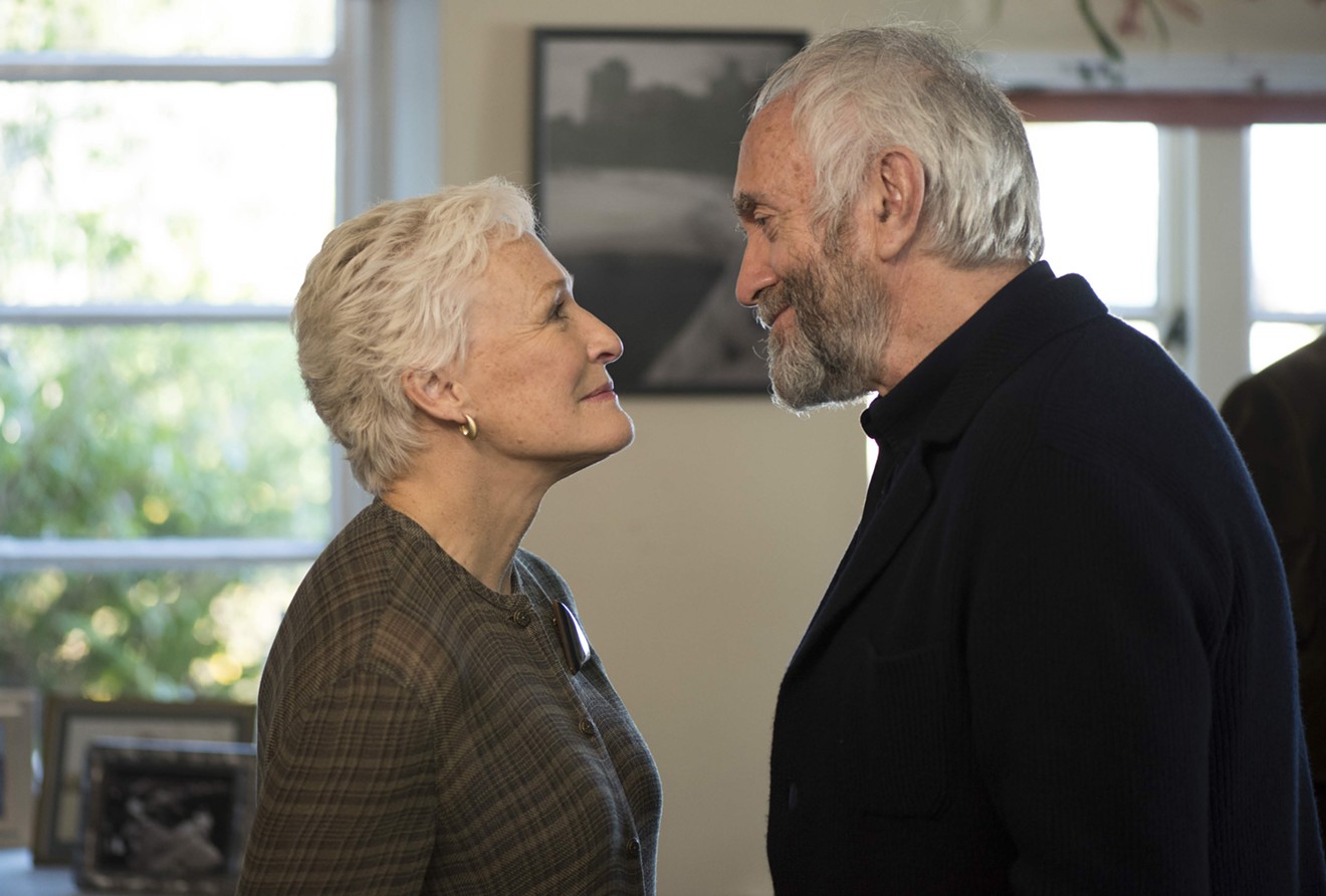 Glenn Close (left) stars as The Wife in director Björn Runge’s slow-burn marital-implosion drama about a woman who might be doing more than encouraging her literary superstar/husband (Jonathan Pryce).