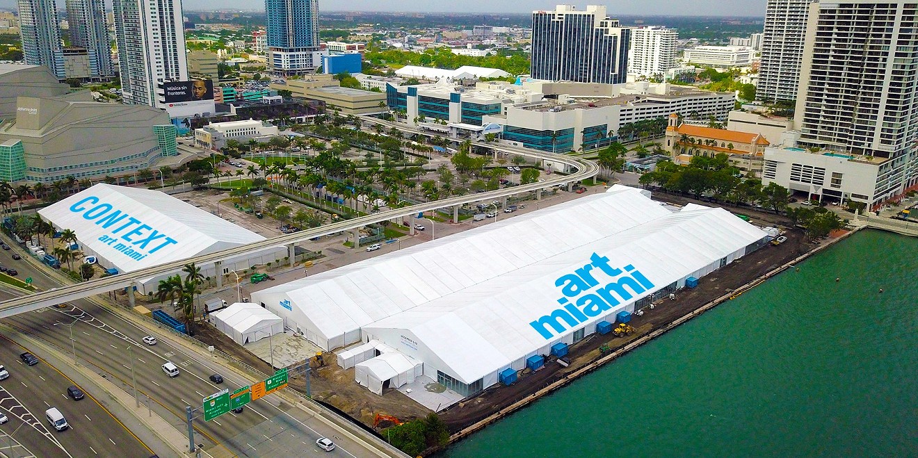 Aerial view of Art Miami tents