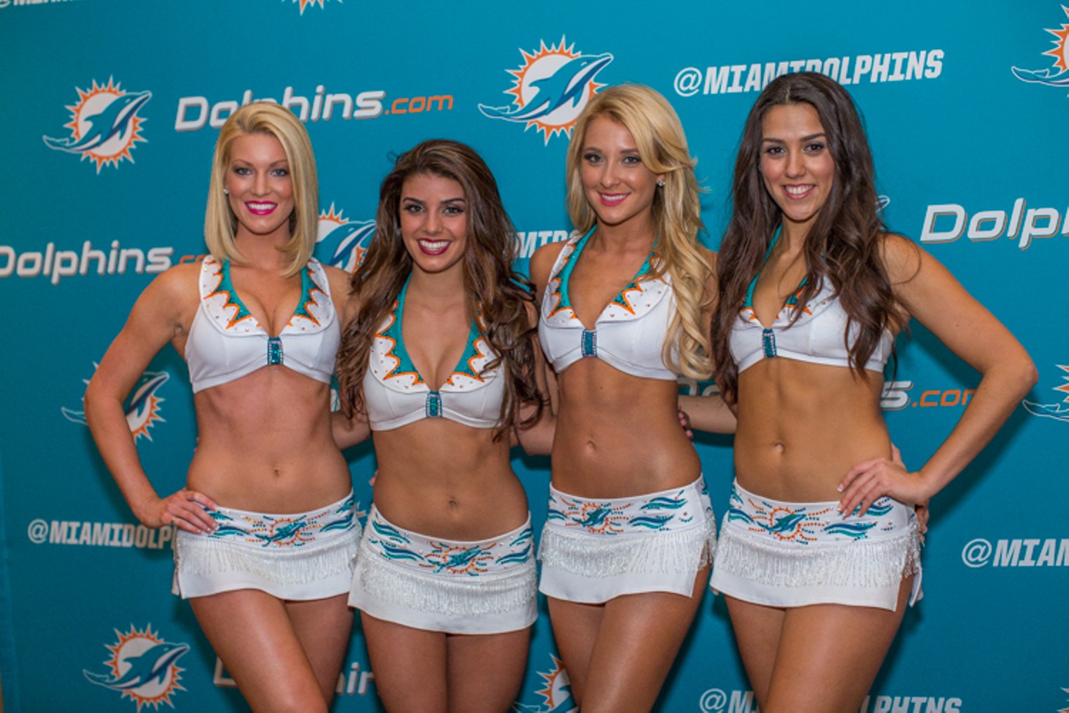 Miami Dolphins Cheerleaders 2015 Swimsuit Calendar Unveiling At Liv South Florida Broward