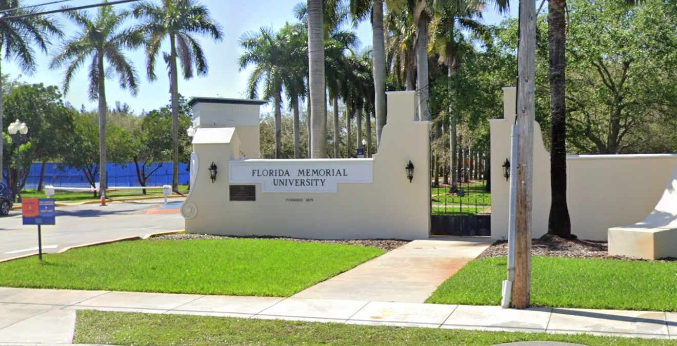 The entrance to Florida Memorial University, an institution that dates back to the mid-19th Century.