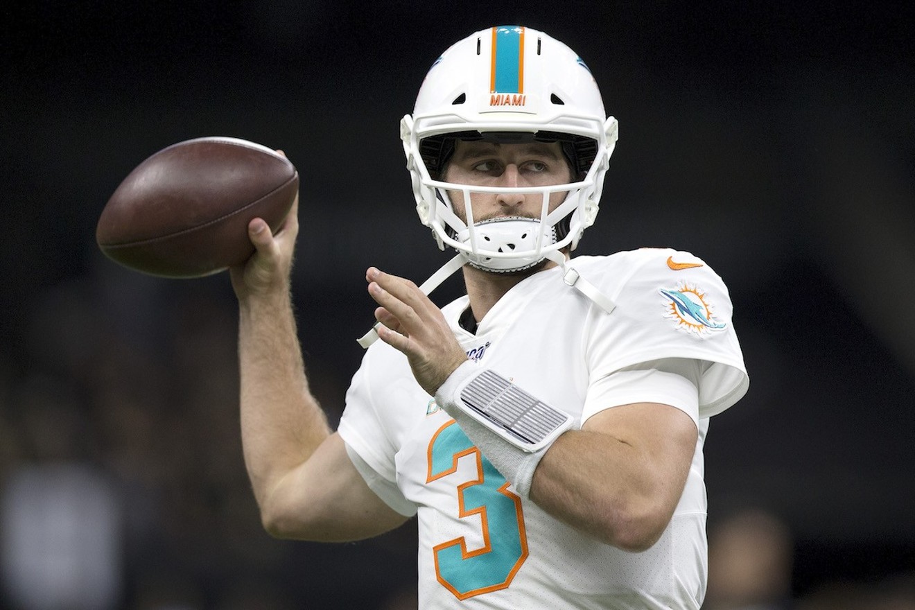 Josh Rosen warms up during the Miami Dolphins' preseason game against the New Orleans Saints.