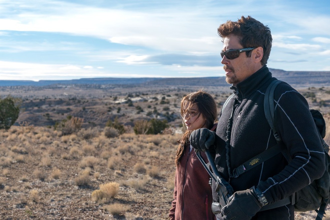 Rogue recruit Alejandro (Benicio Del Toro, right) kidnaps  16-year-old Isabel Reyes (Isabela Moner), but the two somehow manage to form a mutual respect in the Mexican desert during Stefano Sollima’s Sicario: Day of the Soldado.