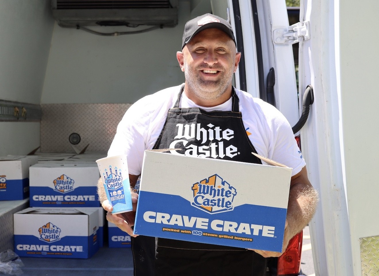 Red Meat Lovers Club cofounder Evan Darnell coordinated the purchase of a White Castle "Crave Pallet" as a charitable endeavor.