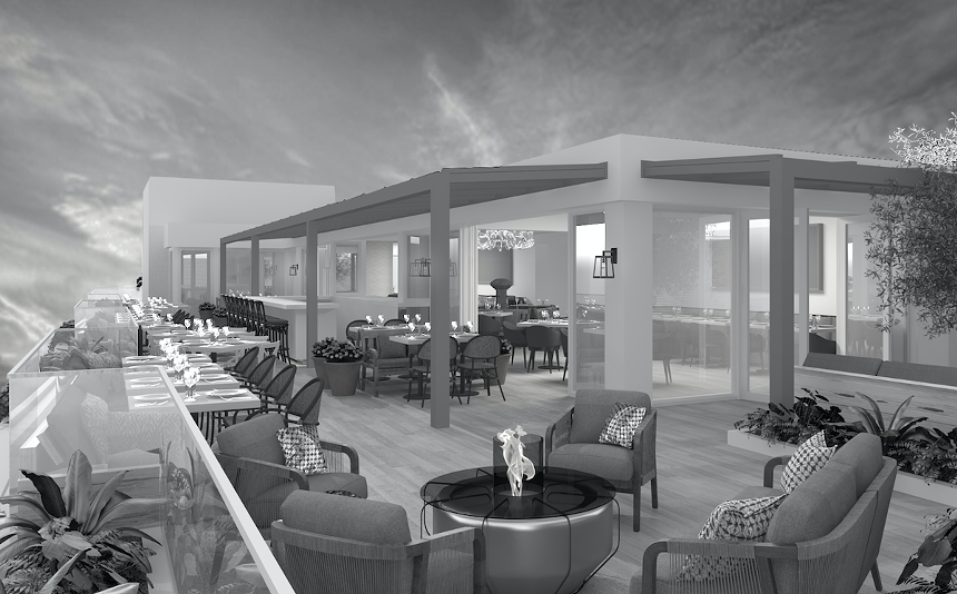 Julia & Henry's will feature a rooftop restaurant helmed by a yet unnamed celebrity chef. - RENDERING BY STAMBUL