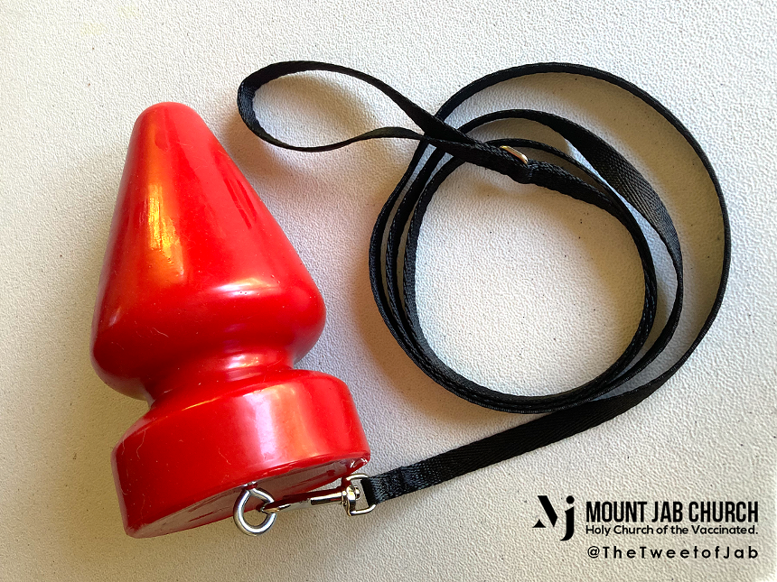 The butt plugs weigh nine pounds and measure eleven inches long and five inches wide. - PHOTO COURTESY OF MOUNT JAB CHURCH