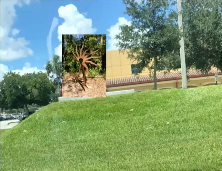 A rendering of the sculpture Dancing Bliss outside the Tamarac Public Works building. - SCREENSHOT VIA CITY OF TAMARAC