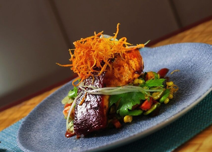The maple and guava barbecue-glazed salmon at Ocean 2000. - COURTESY OF OCEAN 2000