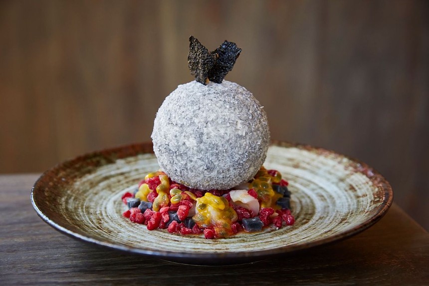 A giant smoked coconut parfait makes for a pretty picture. - PHOTO COURTESY OF ETARU