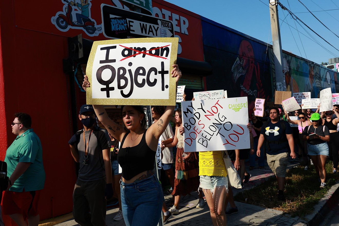 Residents march in Miami to protest the decision in Dobbs v. Jackson Women's Health in June 2022.