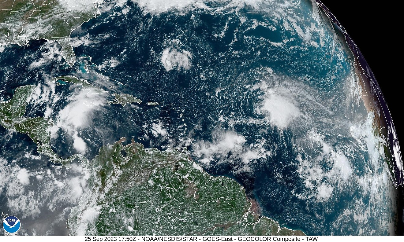A view of the tropics from U.S. NESDIS satellite imagery.